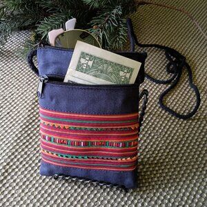 New 100% Cotton Zippered Mini Crossbody Purselet